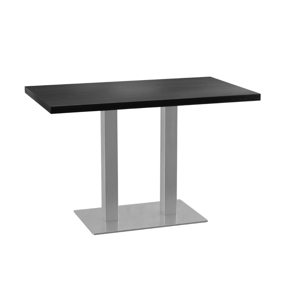 Masă bistro 110x60 cm | aspect lemn închis | cadru din oțel inoxidabil
