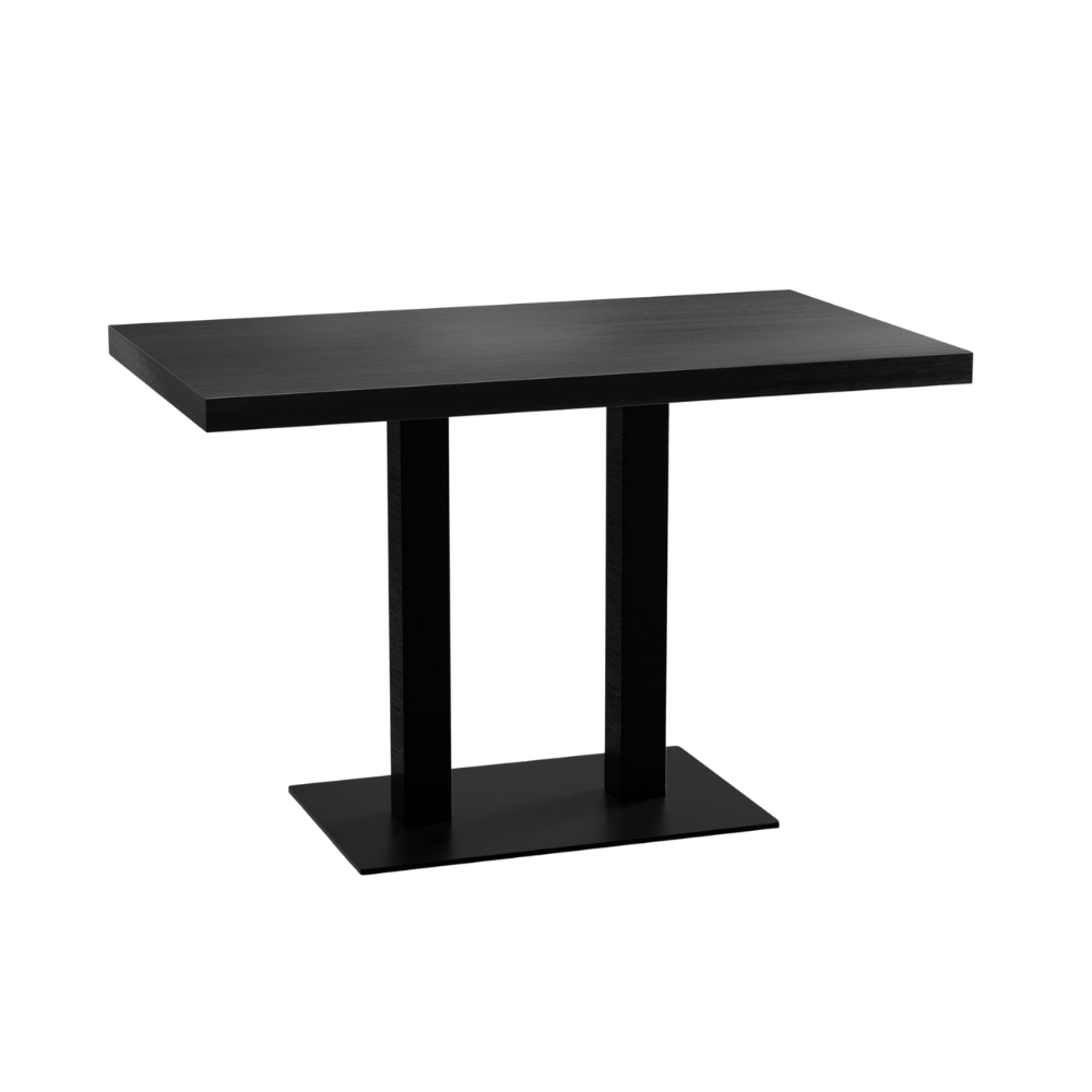 Masă bistro 110x60 cm | aspect lemn închis | cadru fontă