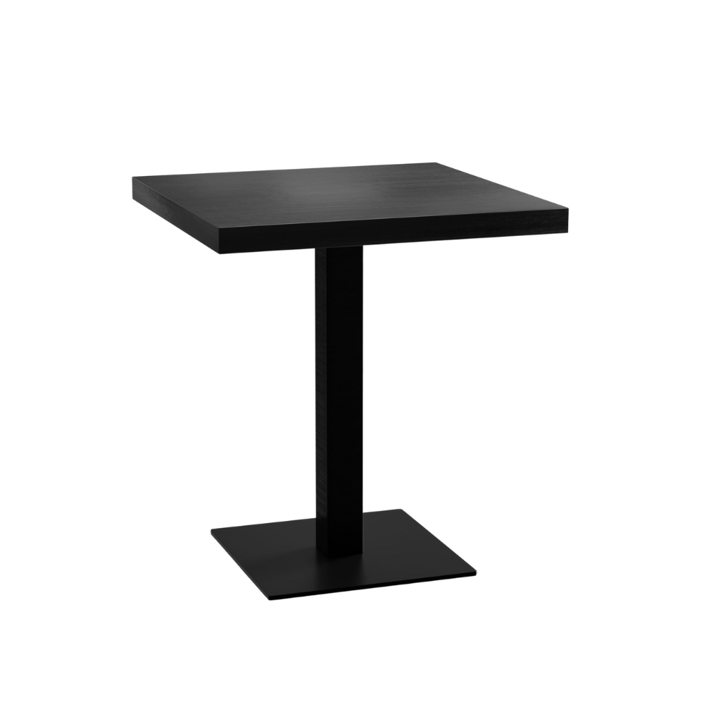 Masă bistro 60x60 cm | aspect lemn închis | cadru fontă Masă gastro pătrată