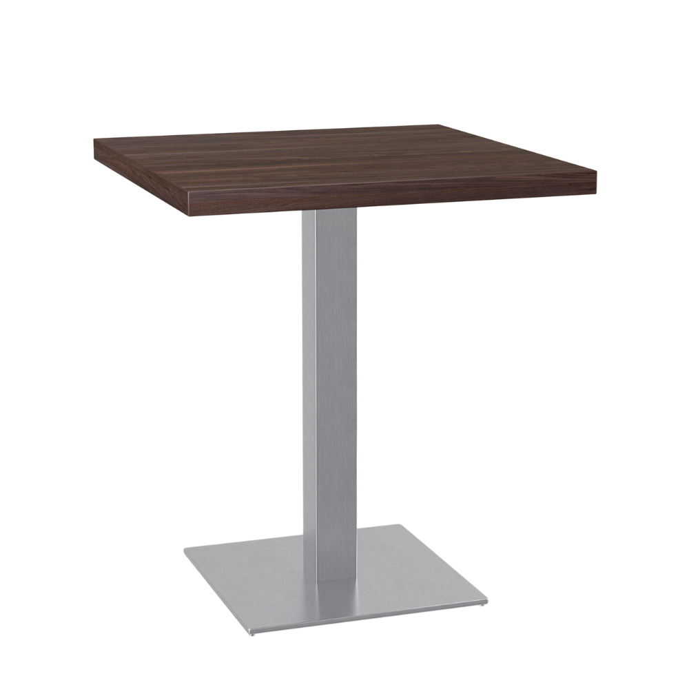 Masă bistro 60x60 cm | nuc | cadru din oțel inoxidabil