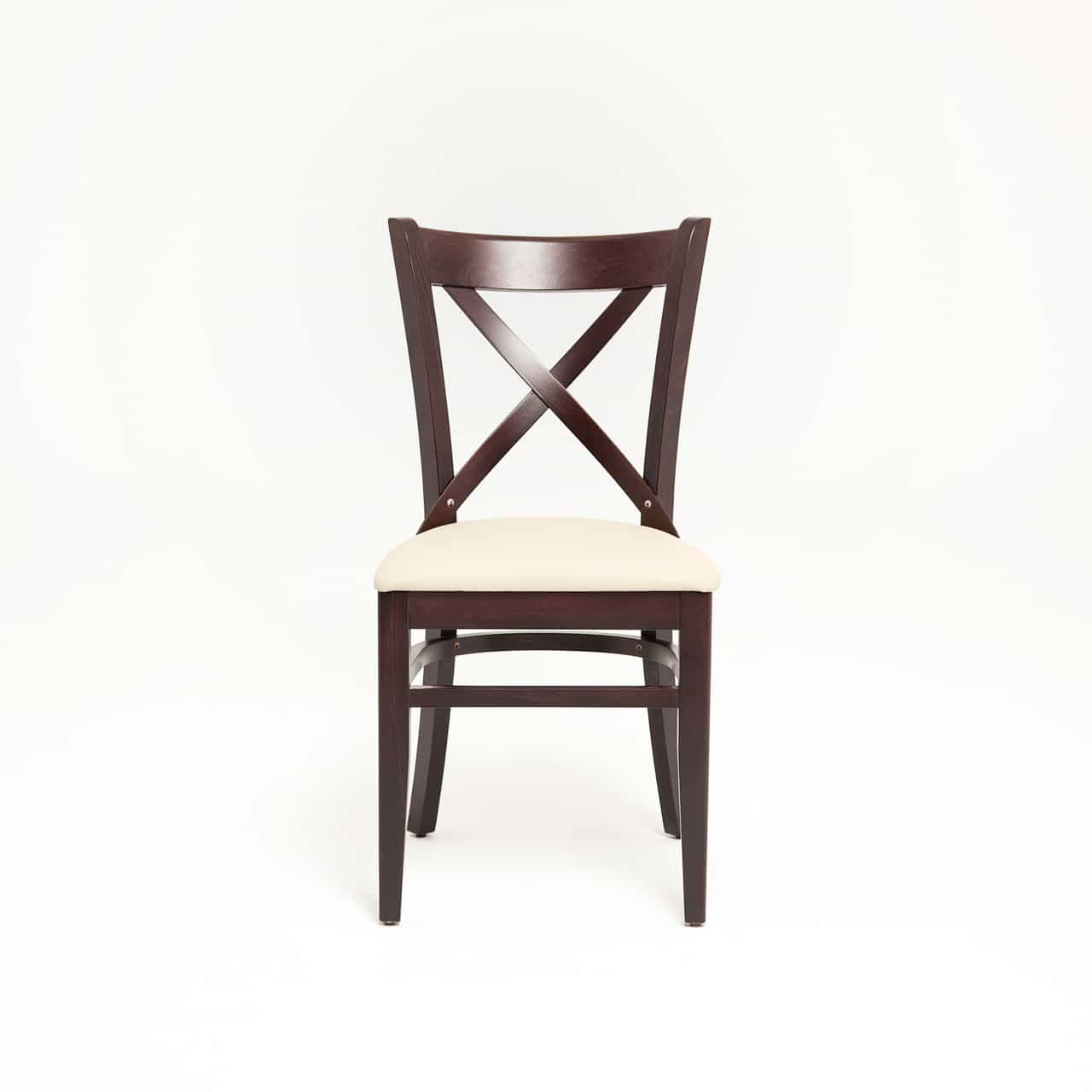 Horecastoel LOUIS | bej | gestoffeerde crossback houten stoel - imagine 2