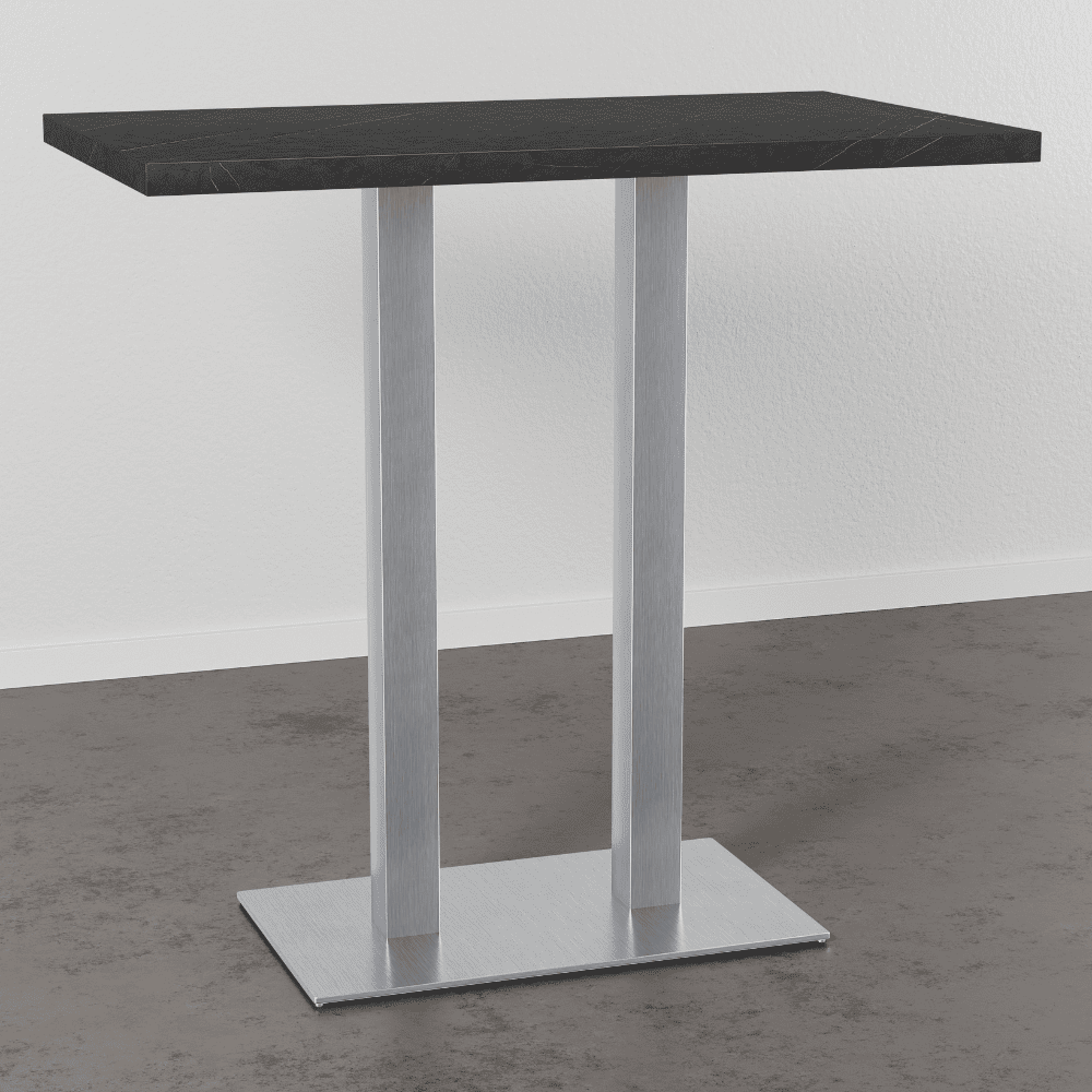 Masă de bar Gastro 120x70 cm | marmură închisă | cadru din oțel inoxidabil - imagine 2