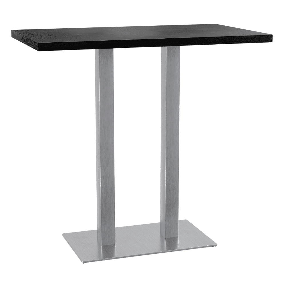 Masă de bar Gastro 110x60 cm | aspect lemn închis | cadru din oțel inoxidabil