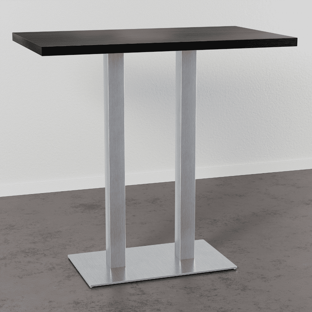 Masă de bar Gastro 110x60 cm | aspect lemn închis | cadru din oțel inoxidabil - imagine 2