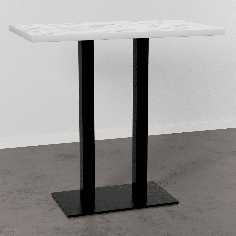 Masă de bar Gastro 120x70 cm | marmură albă | cadru din fontă - imagine 2
