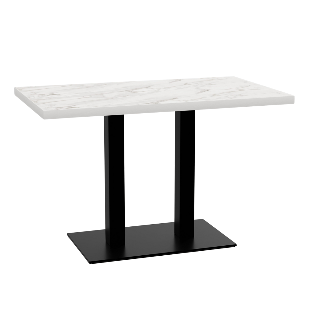 Masă bistro 140x80 cm | marmură albă | cadru din fontă