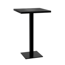Masă bar bistro 80x80 cm | aspect lemn închis | cadru fontă